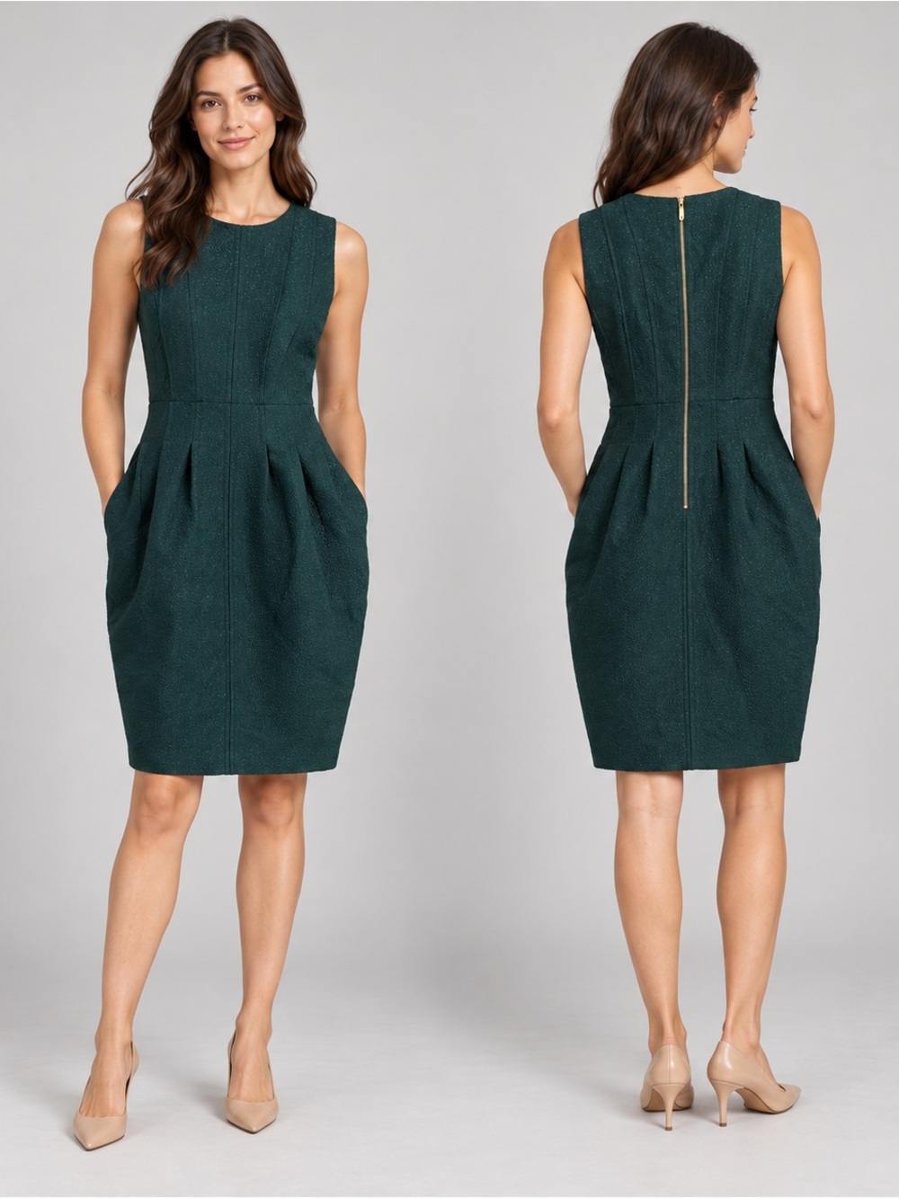 Donna Karan Emerald Metallic Cocktail Dress Size 10